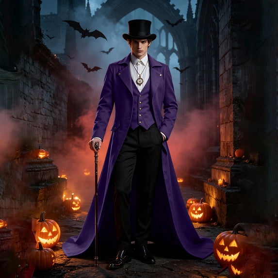 Men's Vintage Victorian Tailcoat Long Jacket Gothic Steampunk Halloween Cosplay Party