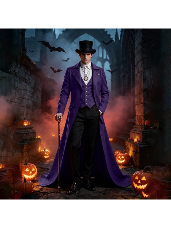 Men's Vintage Victorian Tailcoat Long Jacket Gothic Steampunk Halloween Cosplay Party