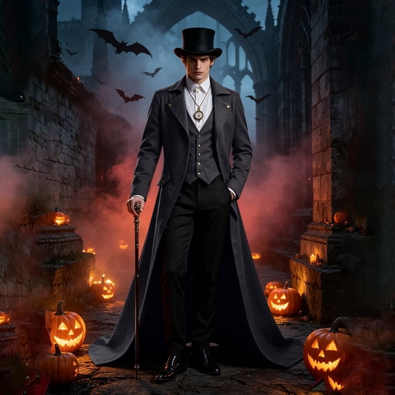 Men's Vintage Victorian Tailcoat Long Jacket Gothic Steampunk Halloween Cosplay Party