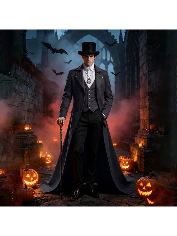 Men's Vintage Victorian Tailcoat Long Jacket Gothic Steampunk Halloween Cosplay Party