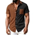 thumbnail image 1 of Men's Vintage Waffle Shirt Short Sleeve Button Down Summer Colorblock Beach Work Shirts, 1 of 6