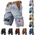 thumbnail image 1 of Men's Vintage Washed Cargo Shorts with America 250 Years Graphic and Utility Pockets Featuring Loose Fit Design for Summer Fishing Hiking Travel Vacation Navy L, 1 of 5