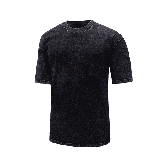 Men's Vintage Washed Cotton Short Sleeve Crew Neck T-Shirt,Black 2XL