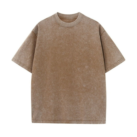 Men’s Vintage Washed Cotton T-Shirt, Loose Fit Crew Neck Pullover Tee, Soft Solid Color Short Sleeve Basic Top for Casual Wear, Layering & Everyday Style