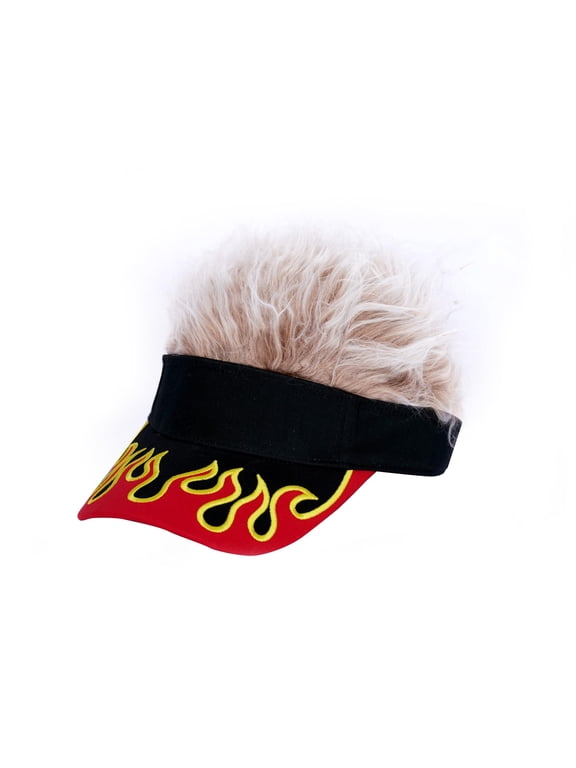Men's Funny Spiked Fake Hair Sun Visor Hat Novelty Baseball Wig Cap Adult Halloween Costume Birthday Party Trucker Style