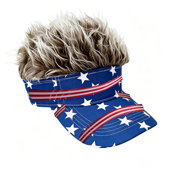 Men's Visor with Hair Adjustable Fake Hairs Visor Hat with Hair for Men Funny Spiked Sun Hats Novelty Baseball Wig Caps Birthday Gift