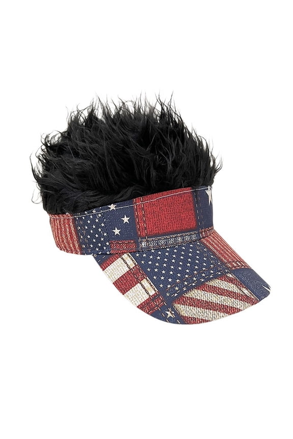 Men's Visor with Hair Adjustable Fake Hairs Visor Hat with Hair for Men Funny Spiked Sun Hats Novelty Baseball Wig Caps Birthday Gift