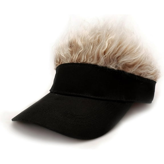 Men's Visor with Hair Fake Hairs Visor Hat with Hair for Men Funny Spiked Sun Hats Novelty Baseball Wig Caps Birthday Gift…