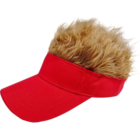 Men's Visor with Hair Fake Hairs Visor Hat with Hair for Men Funny Spiked Sun Hats Novelty Baseball Wig Caps Birthday Gift