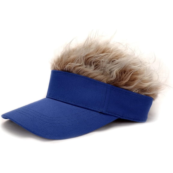 Men's Visor with Hair Fake Hairs Visor Hat with Hair for Men Funny Spiked Sun Hats Novelty Baseball Wig Caps Birthday Gift