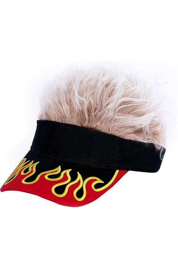 Men's Visor with Hair Fake Hairs Visor Hat with Hair for Men Funny Spiked Sun Hats Novelty Baseball Wig Caps Birthday Gift