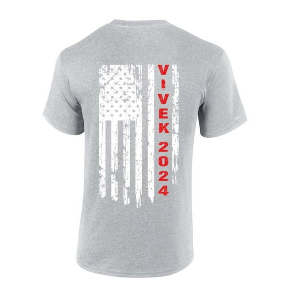 Men's Vivek Ramaswamy Tshirt Vivek 2024 Distressed American Flag Short Sleeve T-shirt Graphic Tee-Sports Grey-large