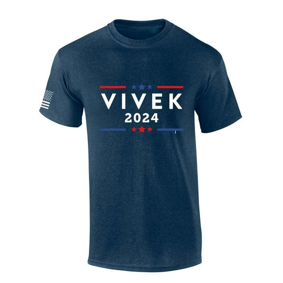 Men's Vivek Ramaswamy Tshirt Vivek 2024 Short Sleeve T-shirt Graphic Tee-Heather Navy-xxxl