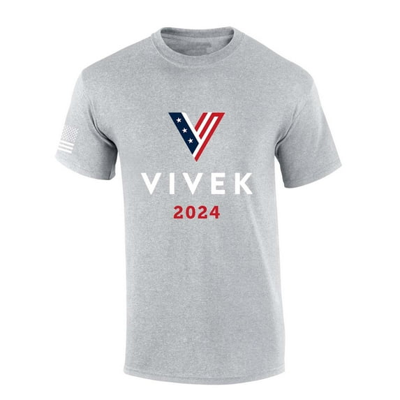 Men's Vivek Ramaswamy Tshirt Vivek 2024 V Logo Short Sleeve T-shirt Graphic Tee-Sports Grey-4xl