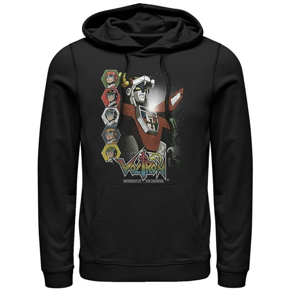Men's Voltron: Defender of the Universe Character Panels Pull Over Hoodie Black X Large
