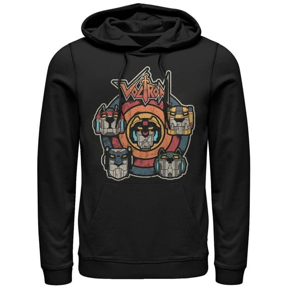 Men's Voltron: Defender of the Universe Retro Lion Target  Pull Over Hoodie Black Medium