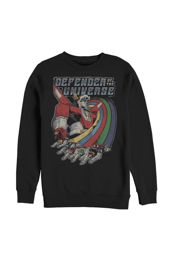 Men's Voltron: Defender of the Universe Retro Rainbow Lions Sweatshirt Black Small