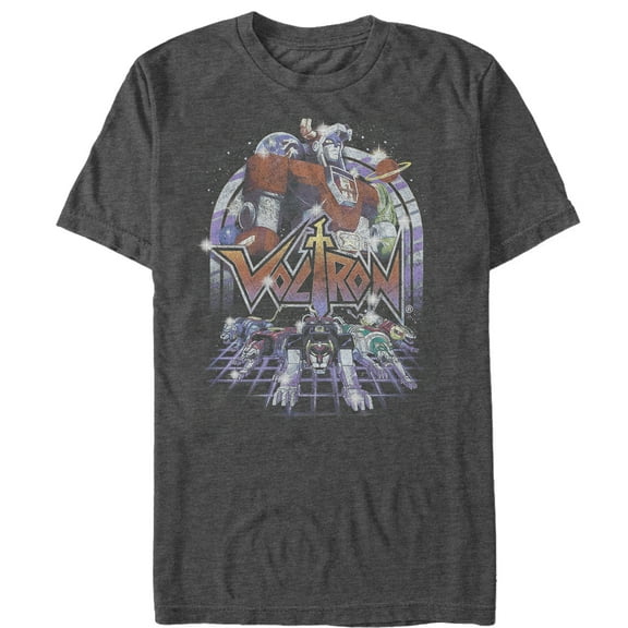 Men's Voltron: Defender of the Universe Retro Robot Lions Graphic Tee Charcoal Heather 2X Large