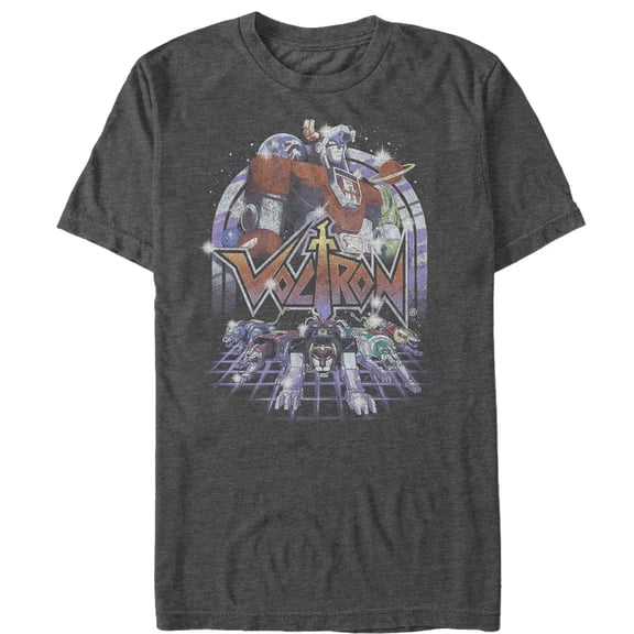 Men's Voltron: Defender of the Universe Retro Robot Lions  Graphic Tee Charcoal Heather Medium