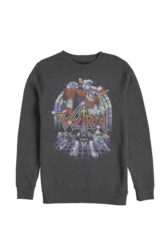Men's Voltron: Defender of the Universe Retro Robot Lions Sweatshirt Charcoal Heather Small