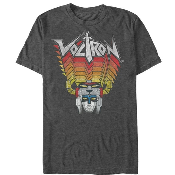 Men's Voltron: Defender of the Universe Robot Stripes Graphic Tee Charcoal Heather 4X Large