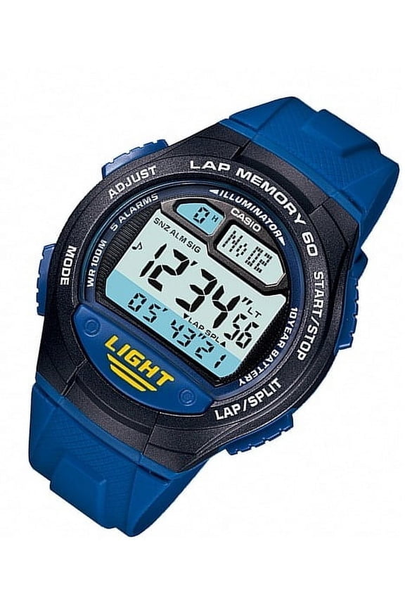 Men's W734-2AV Blue Rubber Quartz Watch with Digital Dial