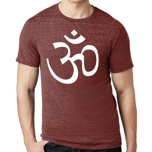 Men's WHITE AUM Om Symbol Yoga Cotton/Poly T-shirt, 2XL Maroon