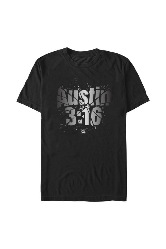 Men's WWE Austin 3:16 Shattered Logo Graphic Tee Black Large