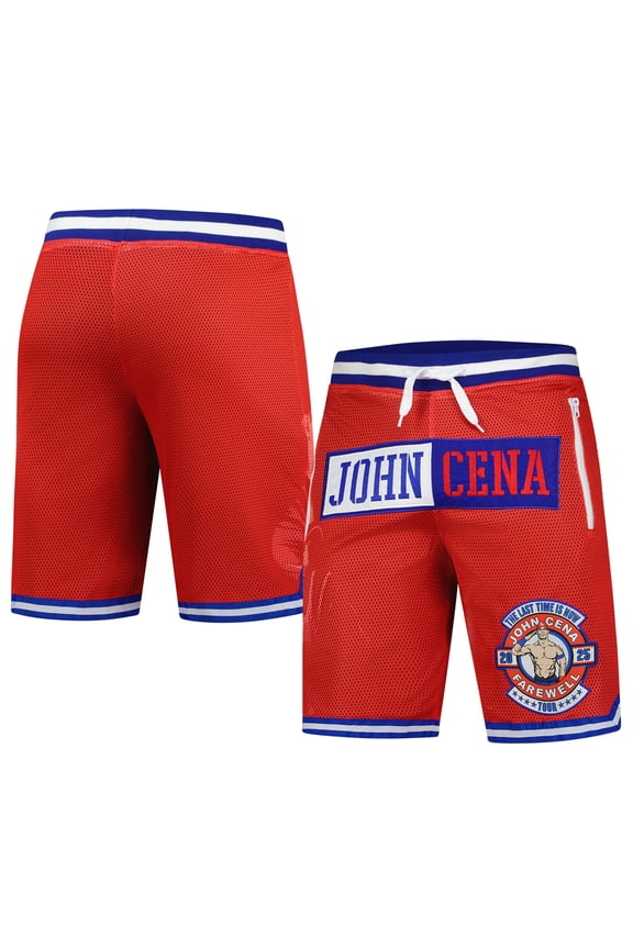 Men's WWE Authentic Red John Cena Farewell Tour Mesh Shorts