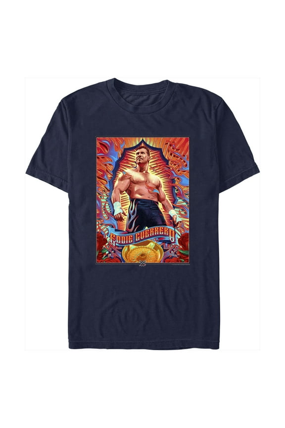 Men's WWE Eddie Guerrero Poster  Graphic Tee Navy Blue Large