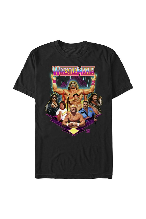 Men's WWE Futuristic WrestleMania Team Graphic Tee Black Medium