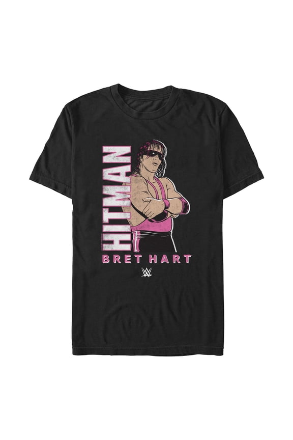 Men's WWE Hitman Bret Hart Graphic Tee Black Large