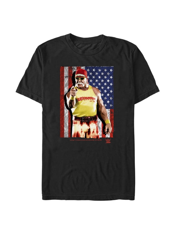 Men's WWE Hulk Hogan American Flag Graphic Tee Black Large