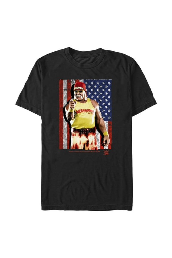 Men's WWE Hulk Hogan American Flag Graphic Tee Black Large
