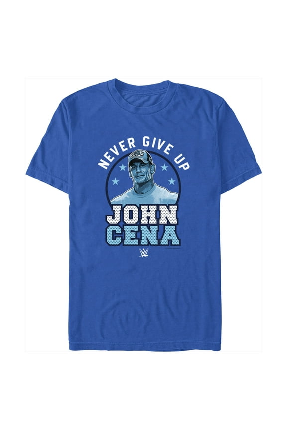 Men's WWE John Cena Never Give Up Blue Logo Graphic Tee Royal Blue Large