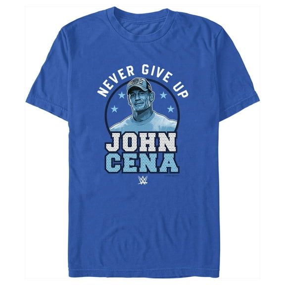 Men's WWE John Cena Never Give Up Blue Logo Graphic Tee Royal Blue X Large