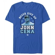 Mens WWE John Cena Never Give Up Blue Logo Graphic Tee Royal Blue X Large