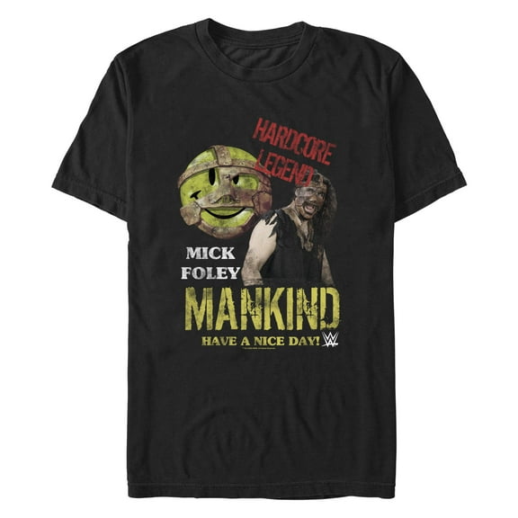 Men's WWE Mick Foley Mankind Have a Nice Day Graphic Tee Black Small
