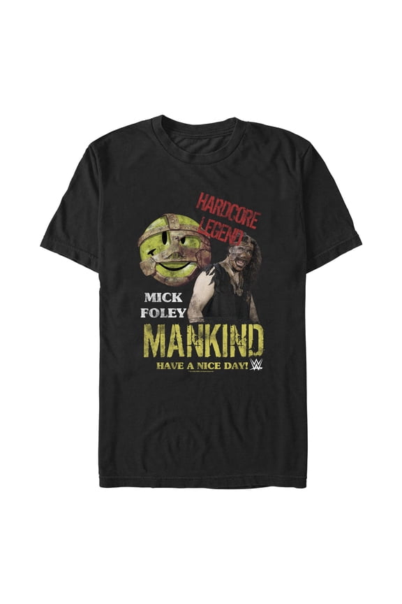 Men's WWE Mick Foley Mankind Have a Nice Day Graphic Tee Black X Large