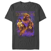 Mens WWE Retro Wrestlers Collage Graphic Tee Charcoal 2X Large