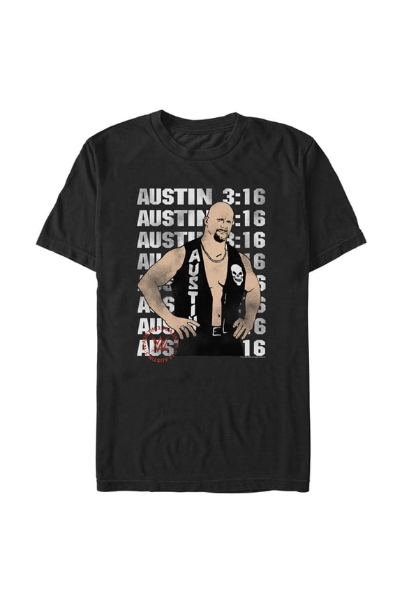 Men's WWE Stone Cold Steve Austin 3:16 Animated Graphic Tee Black X Large