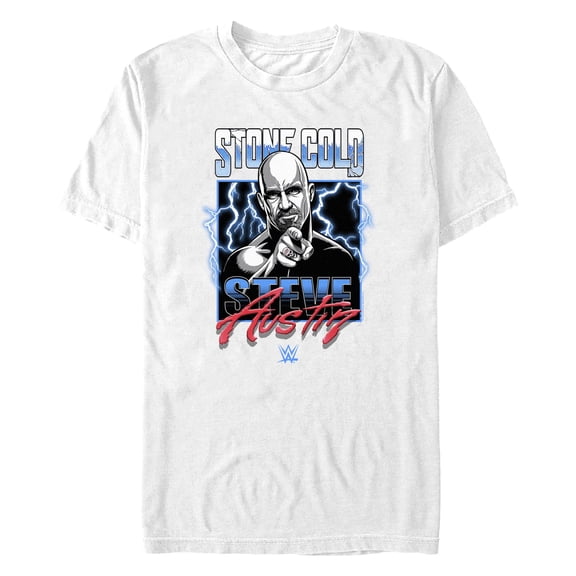Men's WWE Stone Cold Steve Austin Lightning Graphic Tee White X Large