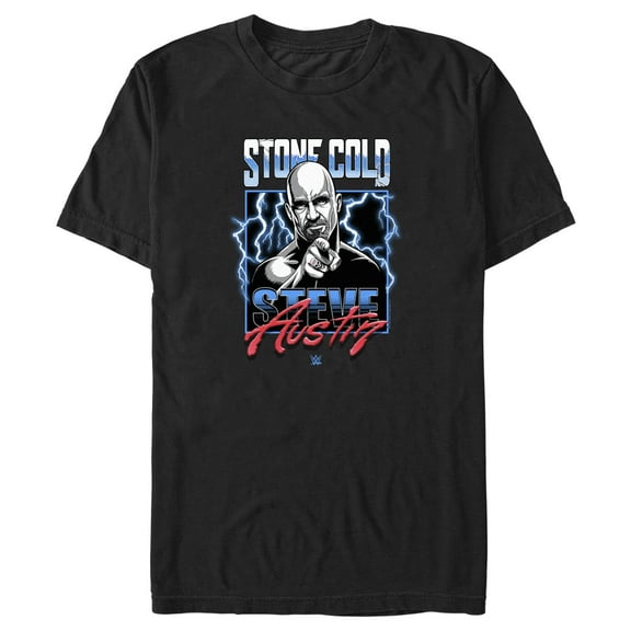 Men's WWE Stone Cold Steve Austin Portrait Graphic Tee Black Large