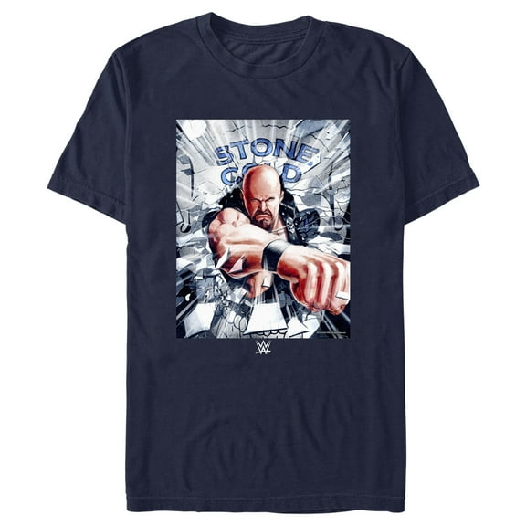 Men's WWE Stone Cold Steve Austin Poster Graphic Tee Navy Blue 3X Large