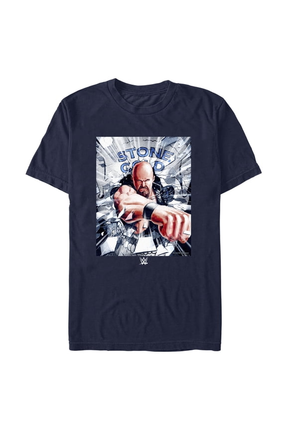 Men's WWE Stone Cold Steve Austin Poster Graphic Tee Navy Blue 3X Large