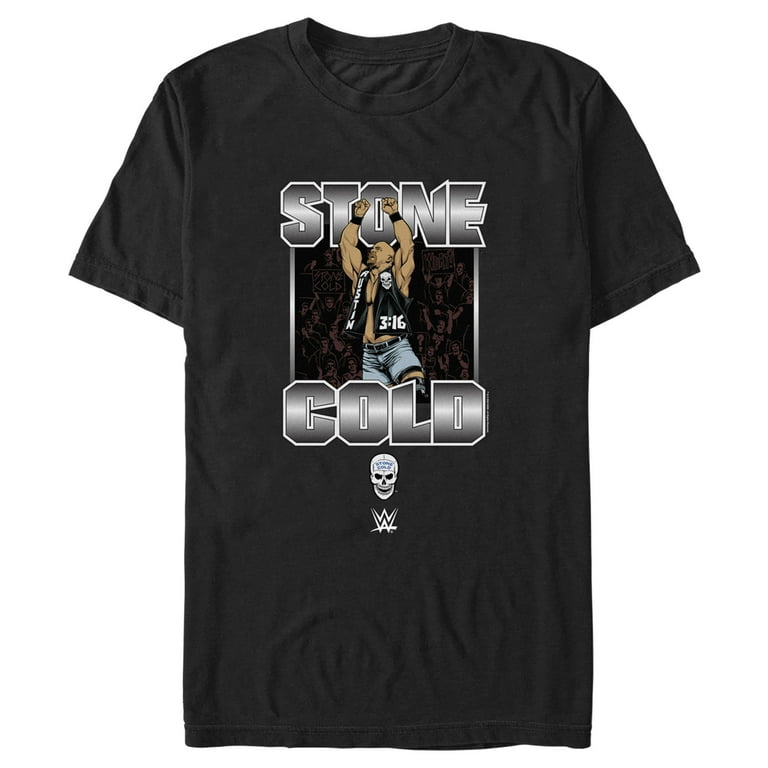 Men's WWE Stone Cold Steve Austin Silver Logo Graphic Tee Black