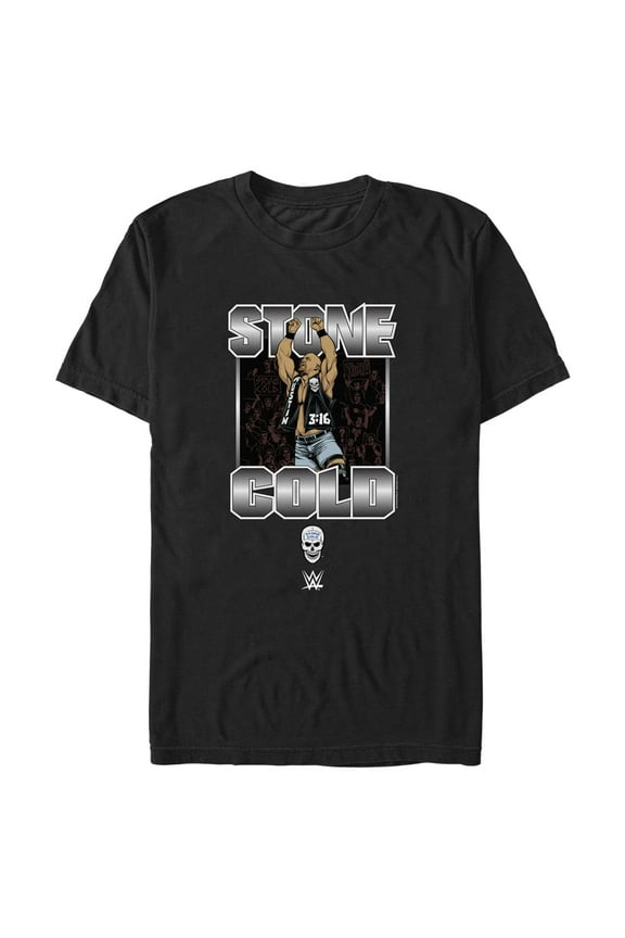 Men's WWE Stone Cold Steve Austin Silver Logo Graphic Tee Black Small