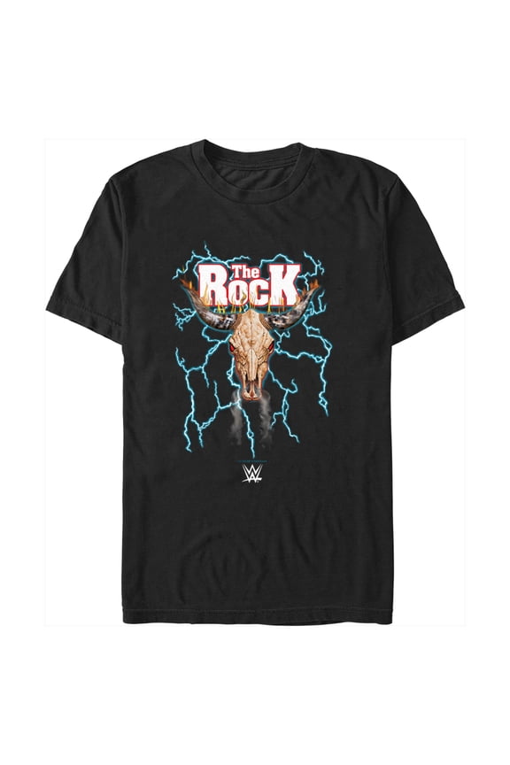 Men's WWE The Rock Electric Bull Logo Graphic Tee Black Large