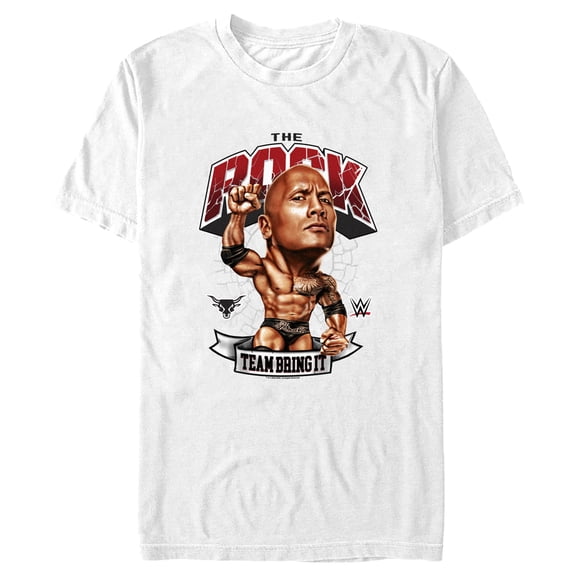 Men's WWE The Rock Team Bring It Bobble Head Graphic Tee White 3X Large