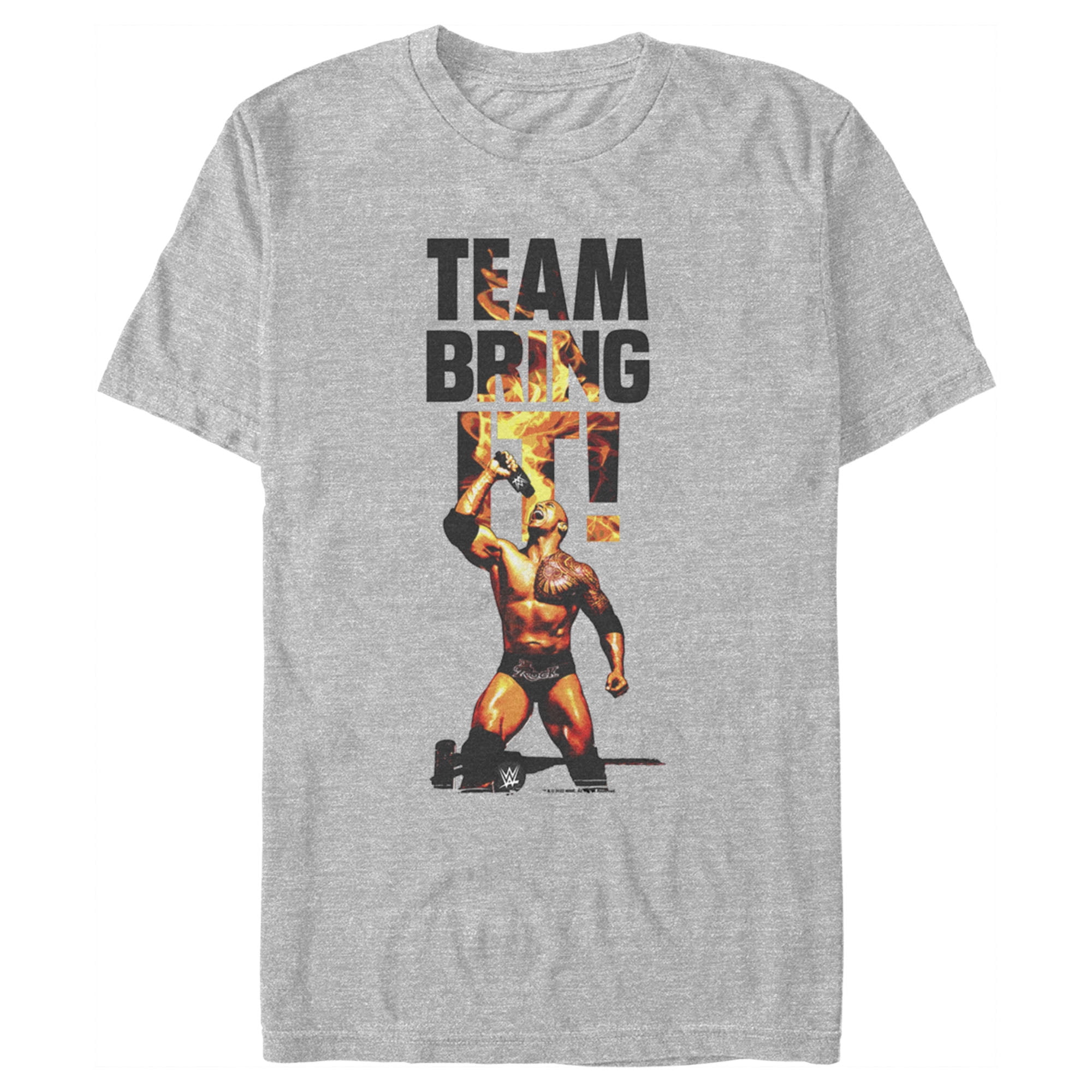 The Rocking Team Men's WWE The Rock Team Bring It Graphic Crop T-Shirt Athletic Heather ...